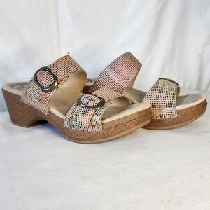 Dansko Sandals Women's Multicolor Leather Buckle Heel Comfort Shoes US 6.5/EU 37